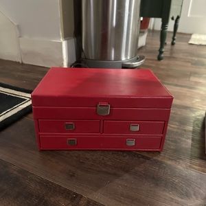 Red Faux Leather Jewelry Box
